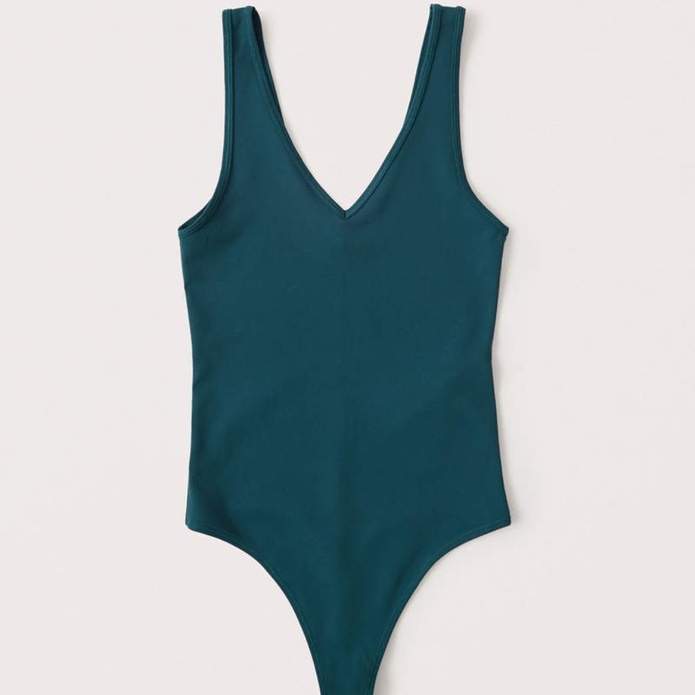 Abercrombie & Fitch Seamless V-Neck Bodysuit Teal